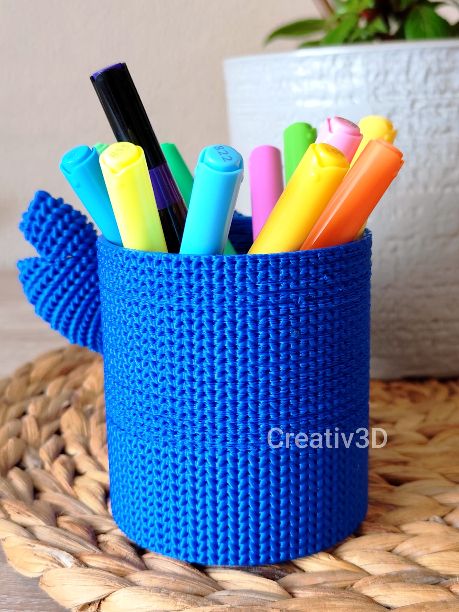 Porta-Tudo Stitch Croché 3D - Edição Artesanal (Vaso, Organizador, maquiagem ,canetas e decoração)