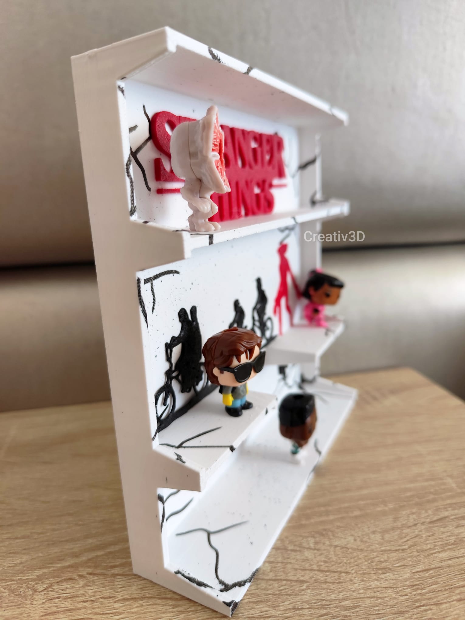 Suporte Expositor Stranger Things para Miniaturas - Branco - Impressão 3D