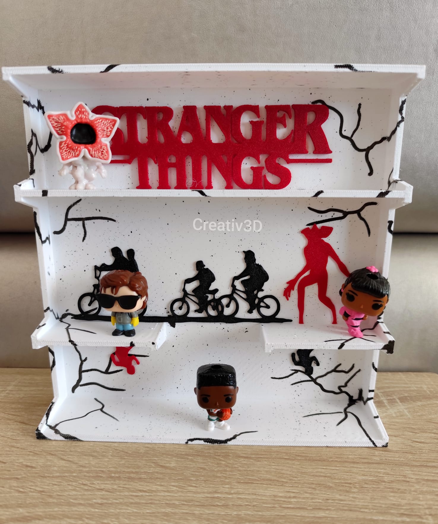 Suporte Expositor Stranger Things para Miniaturas - Branco - Impressão 3D