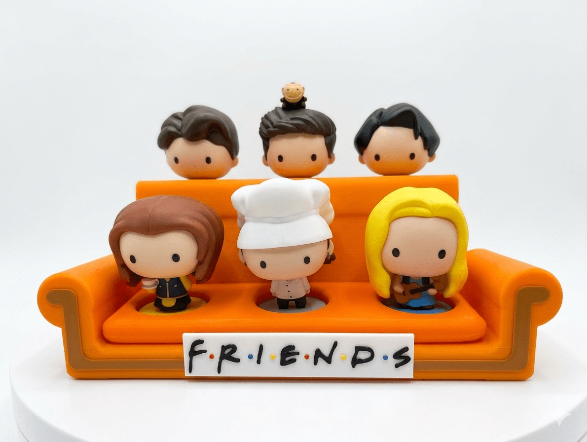 Expositor Friends - Sofá Laranja central perk personagens mcdonalts bonecos - Creativ 3D