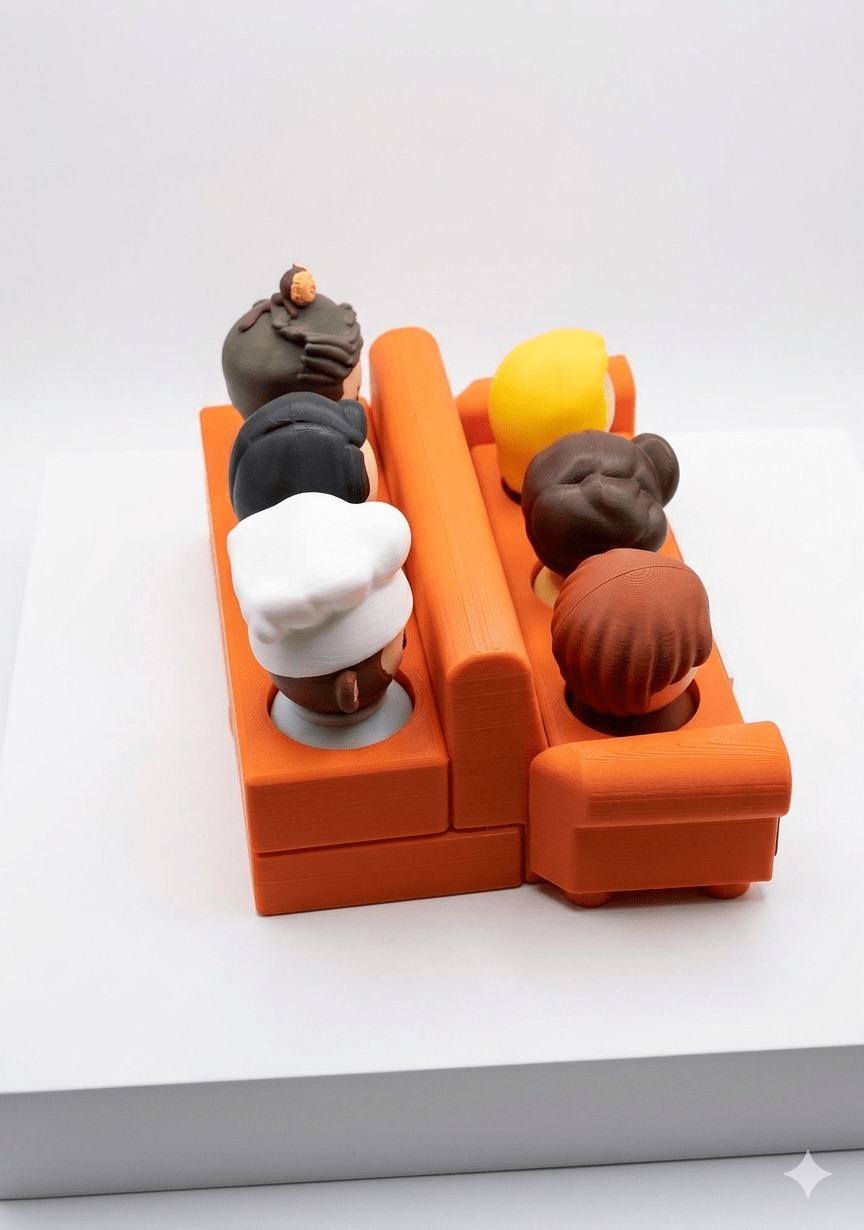 Expositor Friends - Sofá Laranja central perk personagens mcdonalts bonecos - Creativ 3D