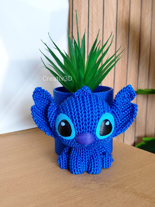 Porta - Tudo Stitch Croché 3D - Edição Artesanal (Vaso, Organizador, maquiagem ,canetas e decoração) - Creativ 3D