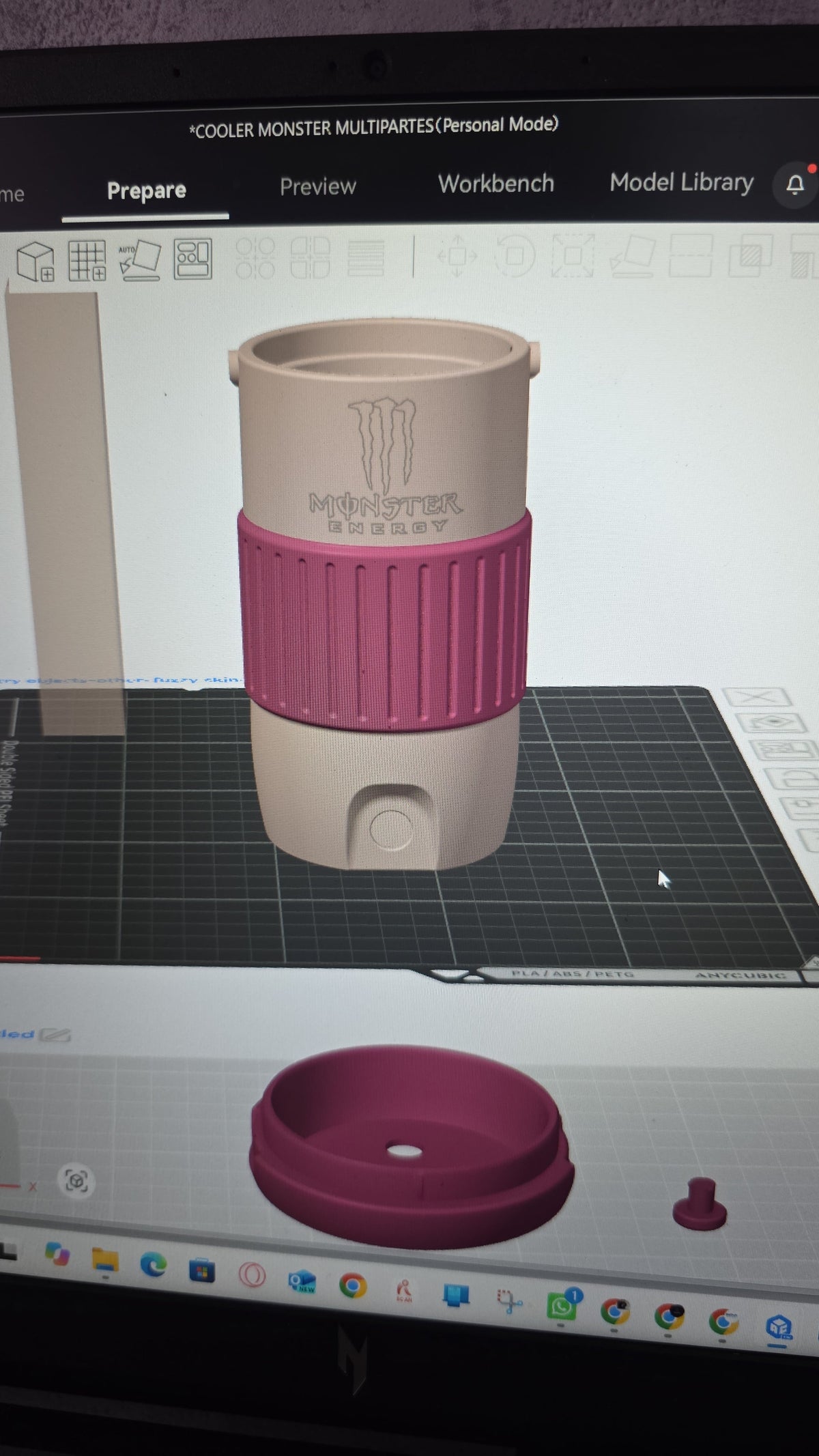 Porta-Latas Monster Energy 500ml com Alça e Palhinha | Edição Pink